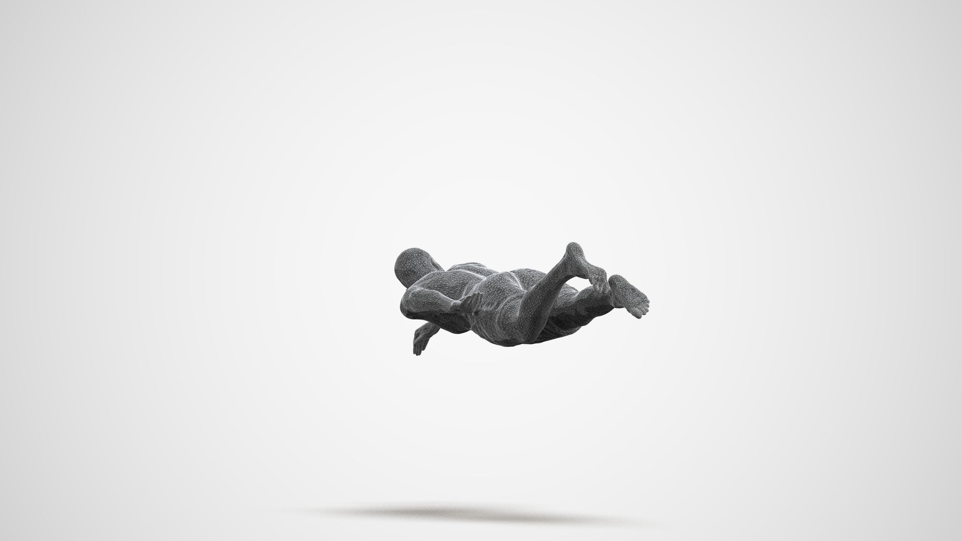 3D human model man sport pool, photogrammetry scanned person for archviz, wireframe front view