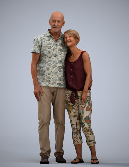 scanned 3D senior woman standing, photogrammetry people for Enscape and V-Ray