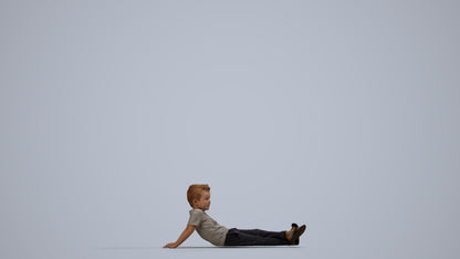 photogrammetry 3D boy casual kids, realistic human model archviz FBX, side view render
