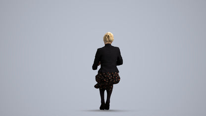 scanned 3D senior woman formal sitting, photogrammetry people for Enscape and V-Ray, front view render