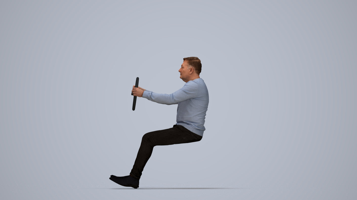 3D people model man business driving, scanned human for 3ds Max rendering, top-down view render