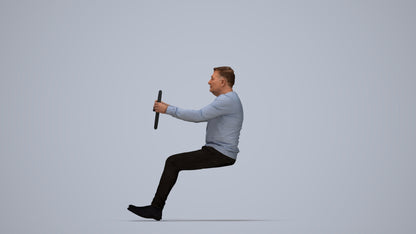 3D people model man business driving, scanned human for 3ds Max rendering, top-down view render
