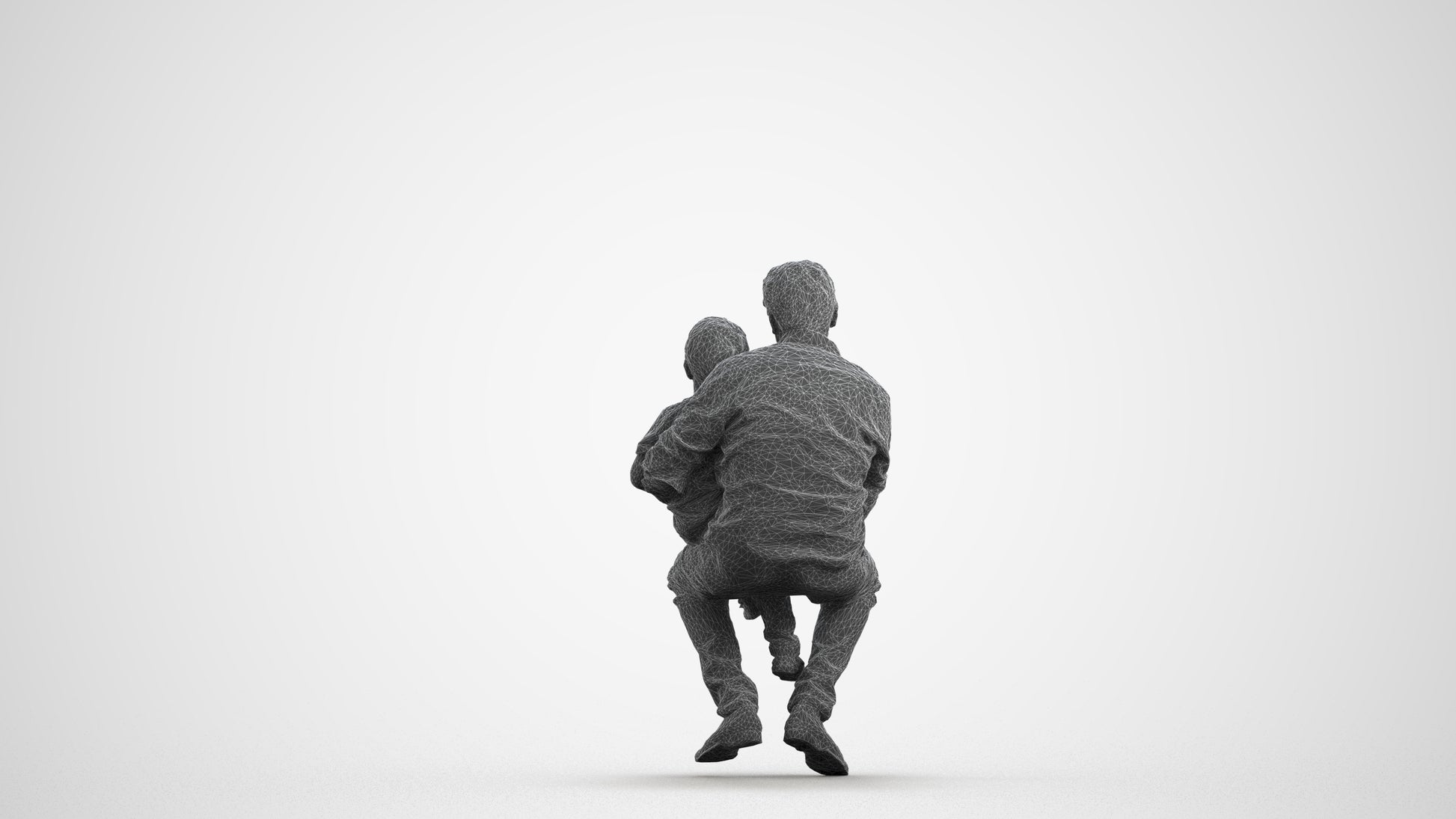 3D people model boy casual kids, scanned human for 3ds Max rendering, wireframe front view