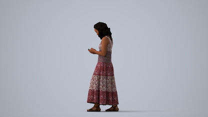 scanned 3D woman casual standing, photogrammetry people for Enscape and V-Ray, three-quarter view render