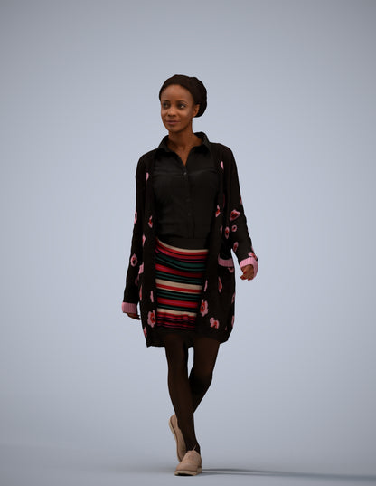 3D scanned woman walking casual, photorealistic archviz people for Enscape and SketchUp