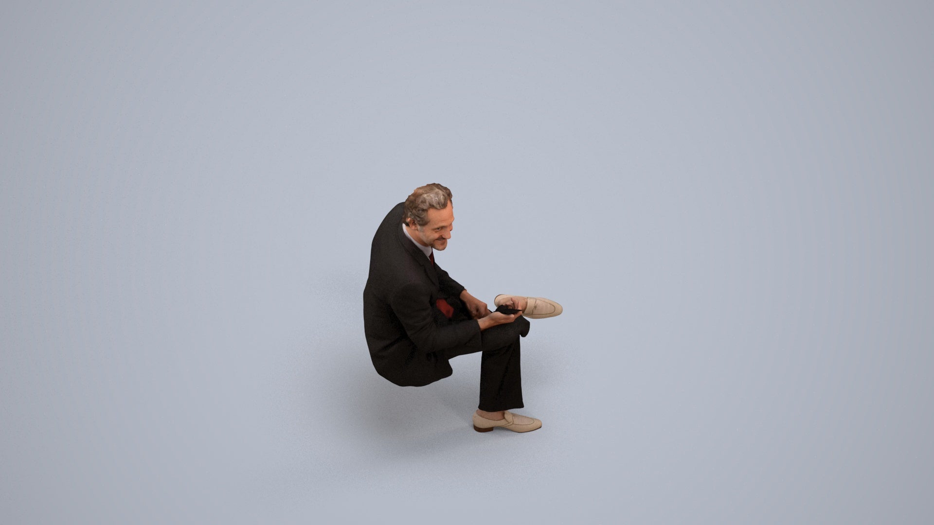scanned 3D man business sitting, photogrammetry people for Enscape and V-Ray, back view render