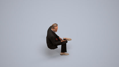 scanned 3D man business sitting, photogrammetry people for Enscape and V-Ray, back view render