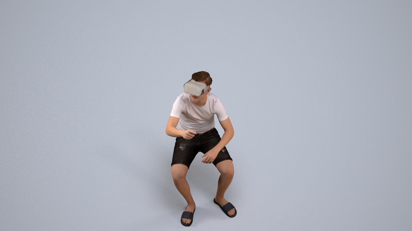 3D people model boy casual kids, scanned human for 3ds Max rendering, back view render