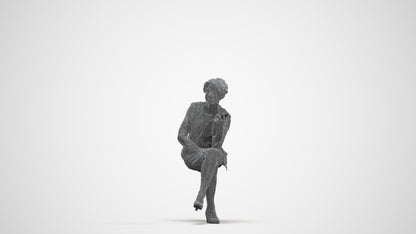 realistic 3D human woman business sitting, archviz people FBX OBJ for Blender, three-quarter front view render