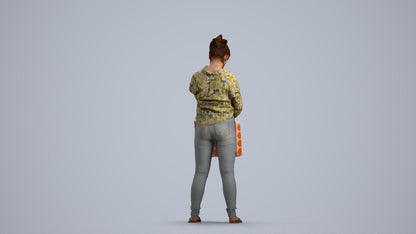 realistic 3D people woman formal shopping, render-ready for V-Ray and Corona, FBX OBJ, front view render