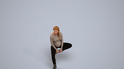 realistic 3D woman casual sitting, scanned archviz people for Blender and 3ds Max, back view render