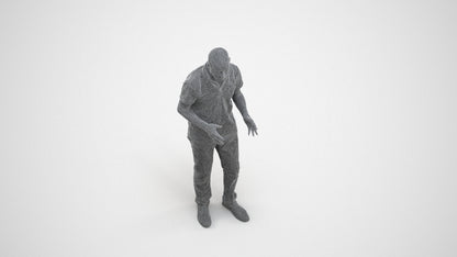 scanned 3D senior man casual standing, photogrammetry people for Enscape and V-Ray, wireframe three-quarter view