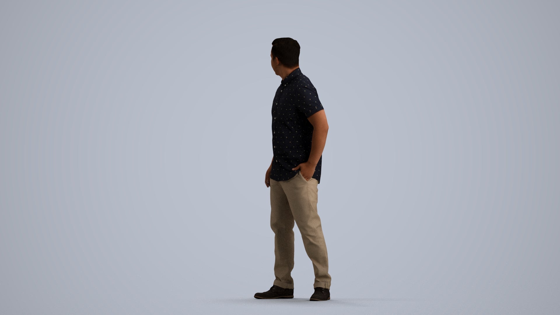 3D scanned man standing casual, photorealistic archviz people for Enscape and SketchUp, front view render
