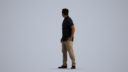 3D scanned man standing casual, photorealistic archviz people for Enscape and SketchUp, front view render