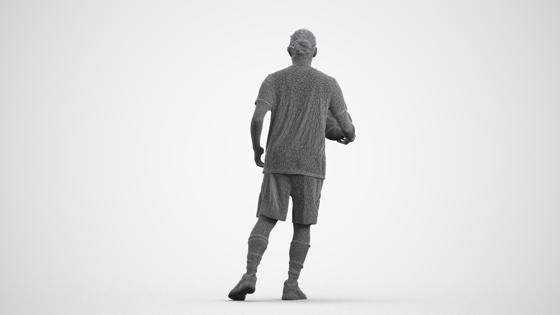 photogrammetry 3D man sport, realistic human model archviz FBX, wireframe front view