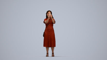 photogrammetry 3D woman casual standing, realistic human model archviz FBX, top-down view render