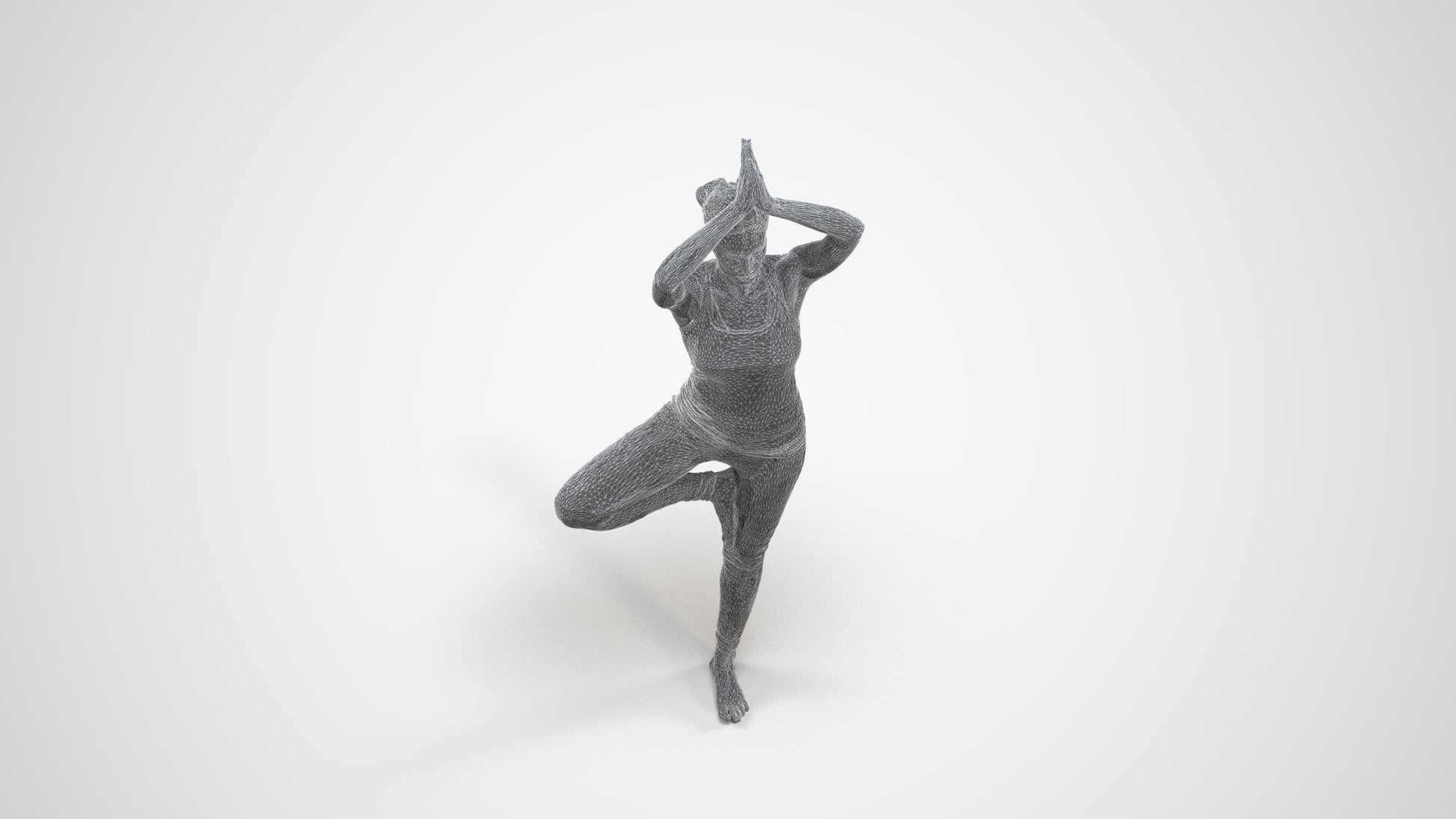 realistic 3D people woman sport, render-ready for V-Ray and Corona, FBX OBJ, wireframe three-quarter view