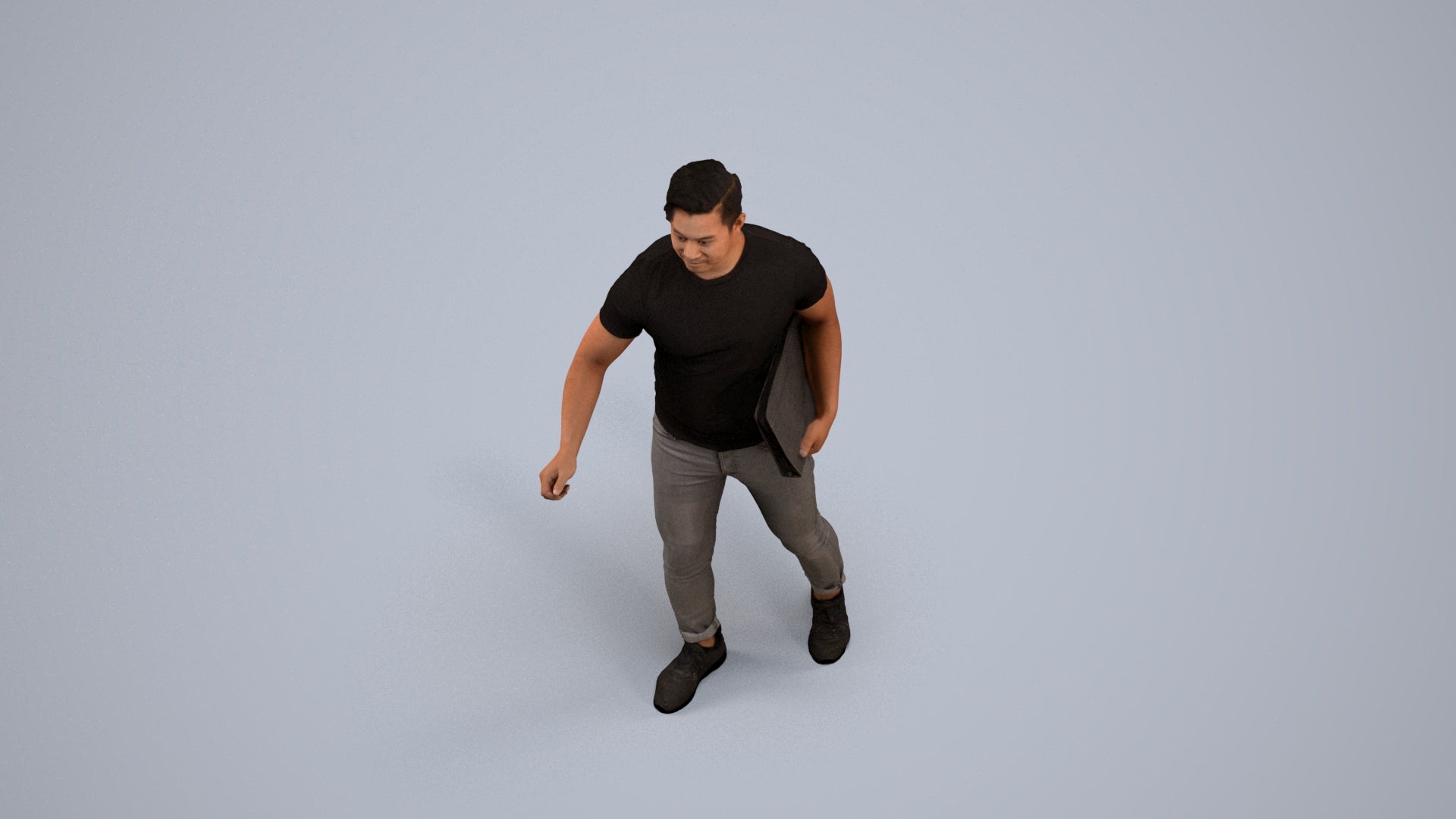 realistic 3D people man casual door, render-ready for V-Ray and Corona, FBX OBJ, back view render