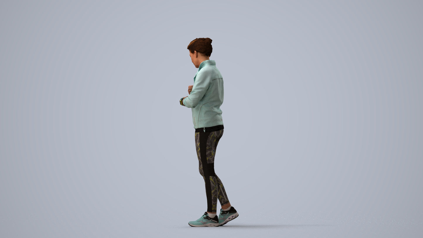 3D people model woman sport, scanned human for 3ds Max rendering, three-quarter view render