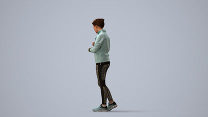 3D people model woman sport, scanned human for 3ds Max rendering, three-quarter view render