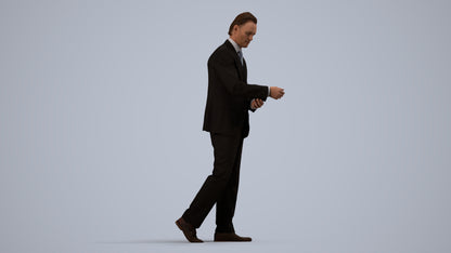 photogrammetry 3D man business, realistic human model archviz FBX, side view render