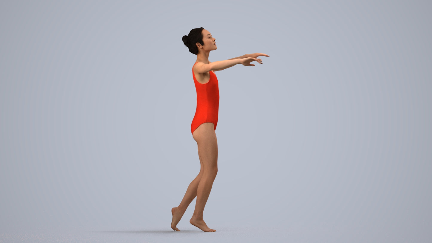 3D scanned woman pool, photorealistic archviz people for Enscape and SketchUp, side view render