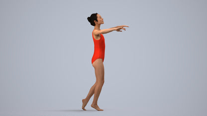 3D scanned woman pool, photorealistic archviz people for Enscape and SketchUp, side view render