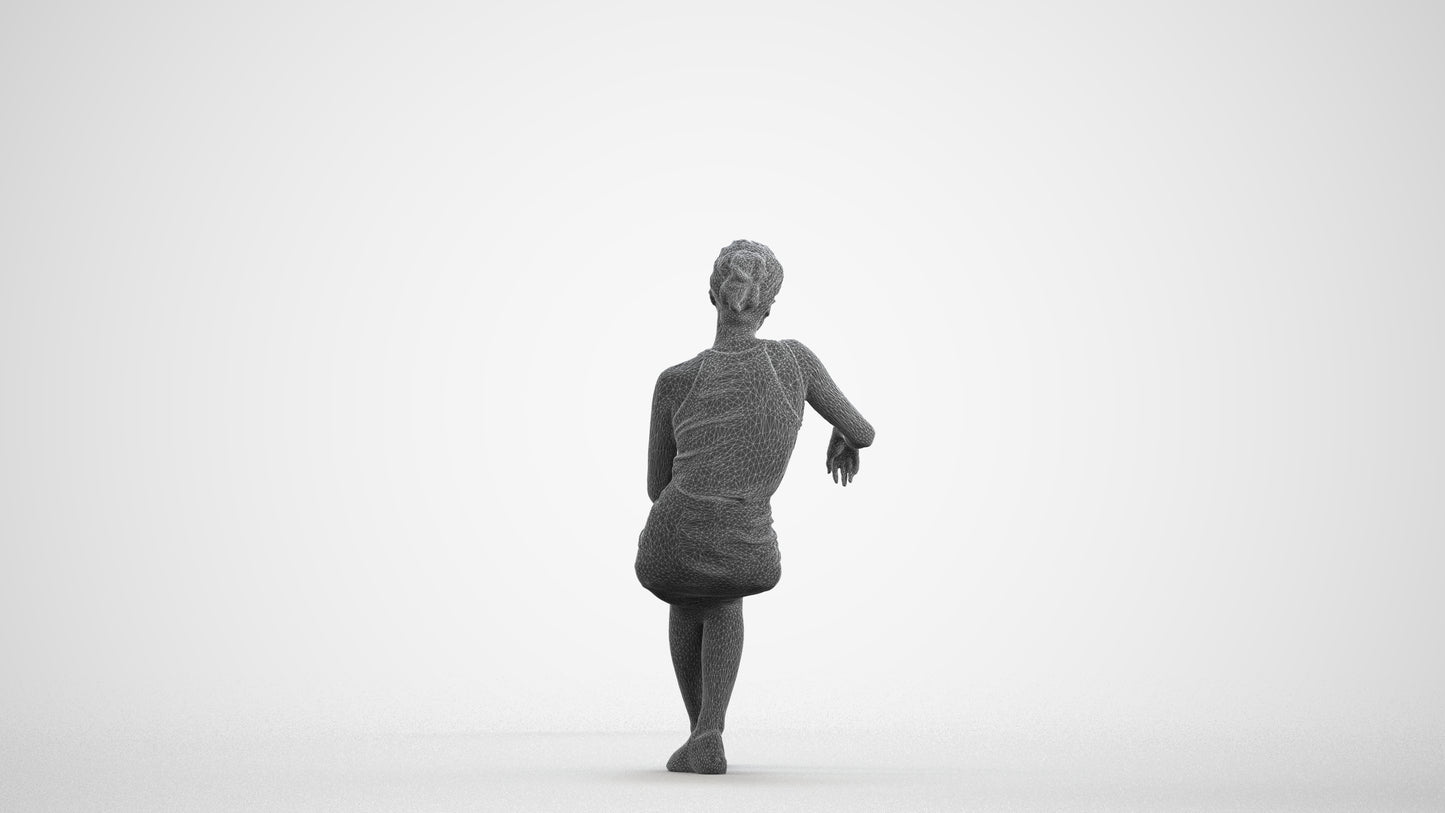 photogrammetry 3D woman casual sitting, realistic human model archviz FBX, wireframe front view