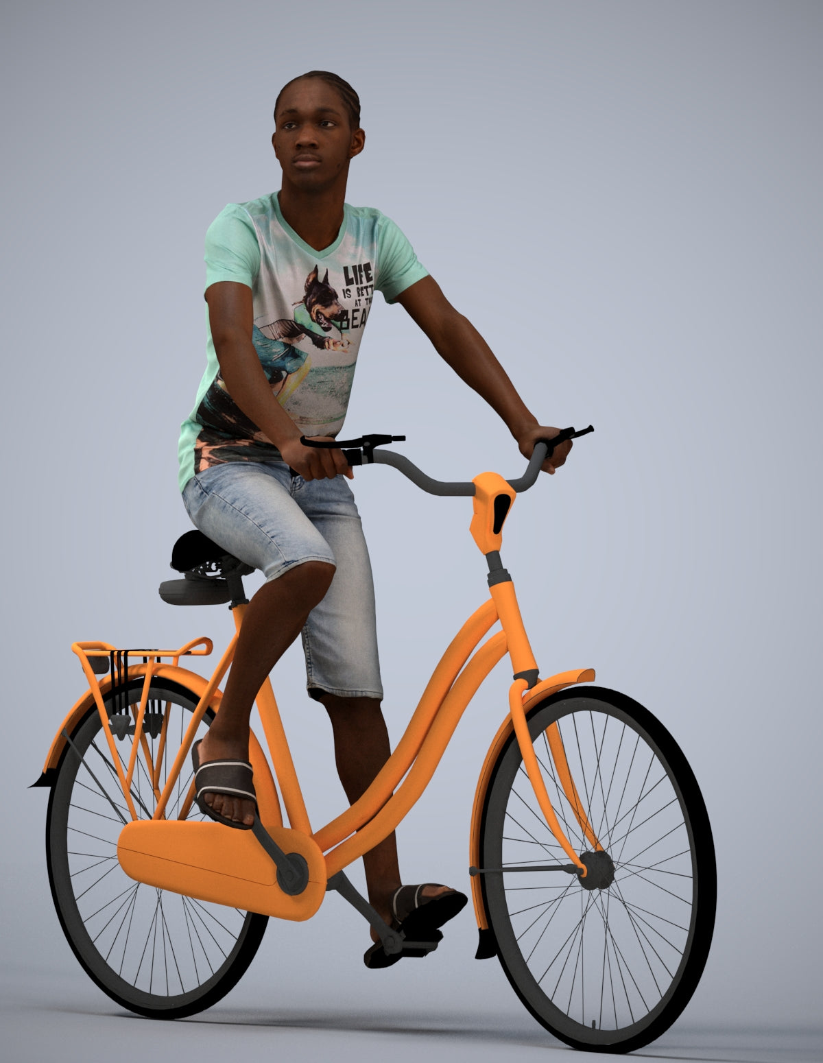 scanned 3D boy casual cycling, photogrammetry people for Enscape and V-Ray