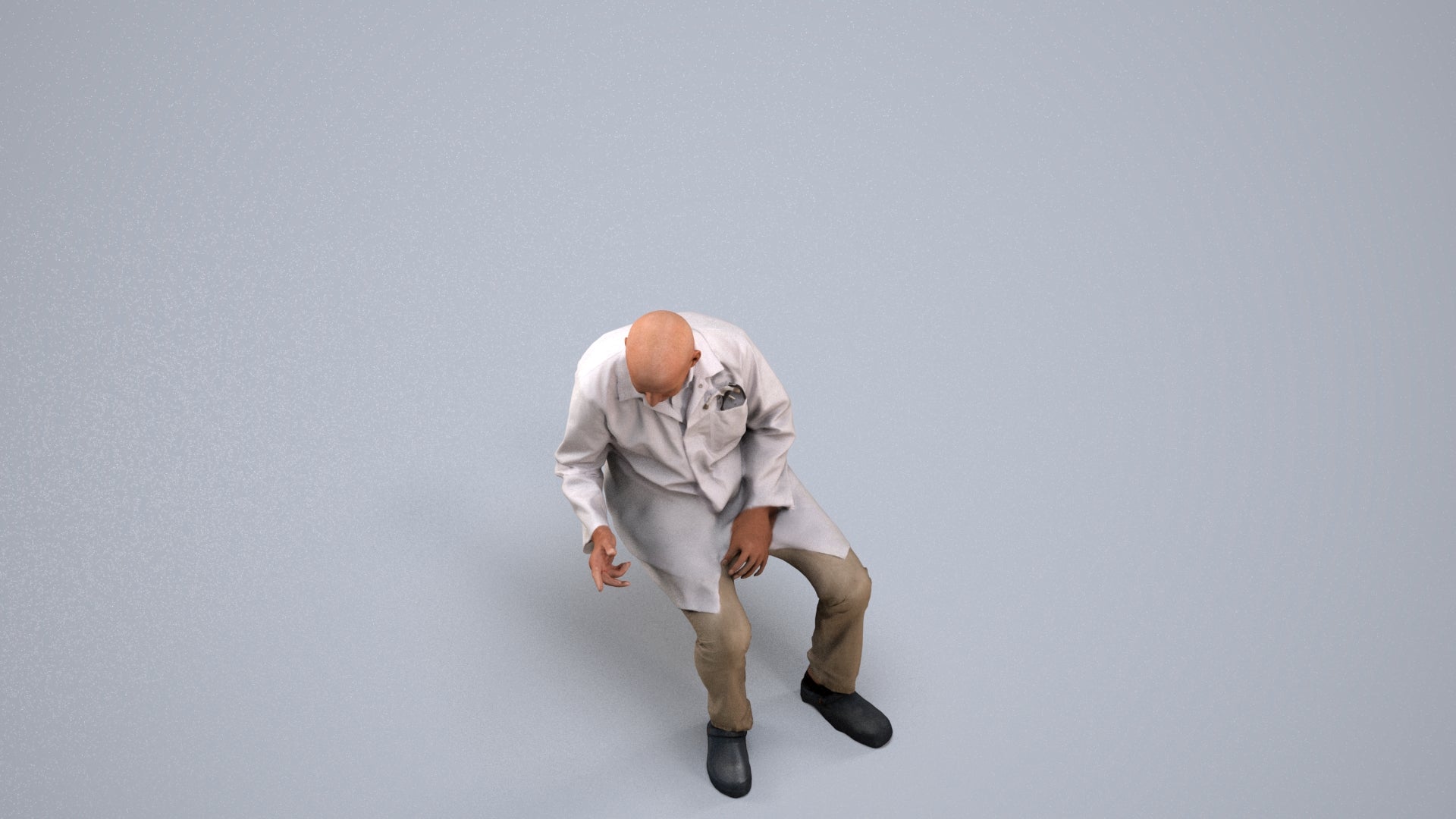 realistic 3D senior man medical, scanned archviz people for Blender and 3ds Max, back view render