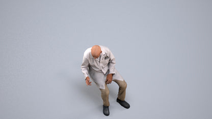 realistic 3D senior man medical, scanned archviz people for Blender and 3ds Max, back view render