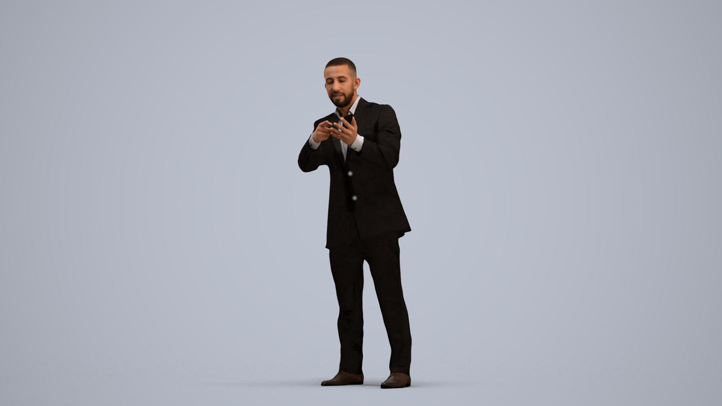 photogrammetry 3D man business, realistic human model archviz FBX, standing pose render