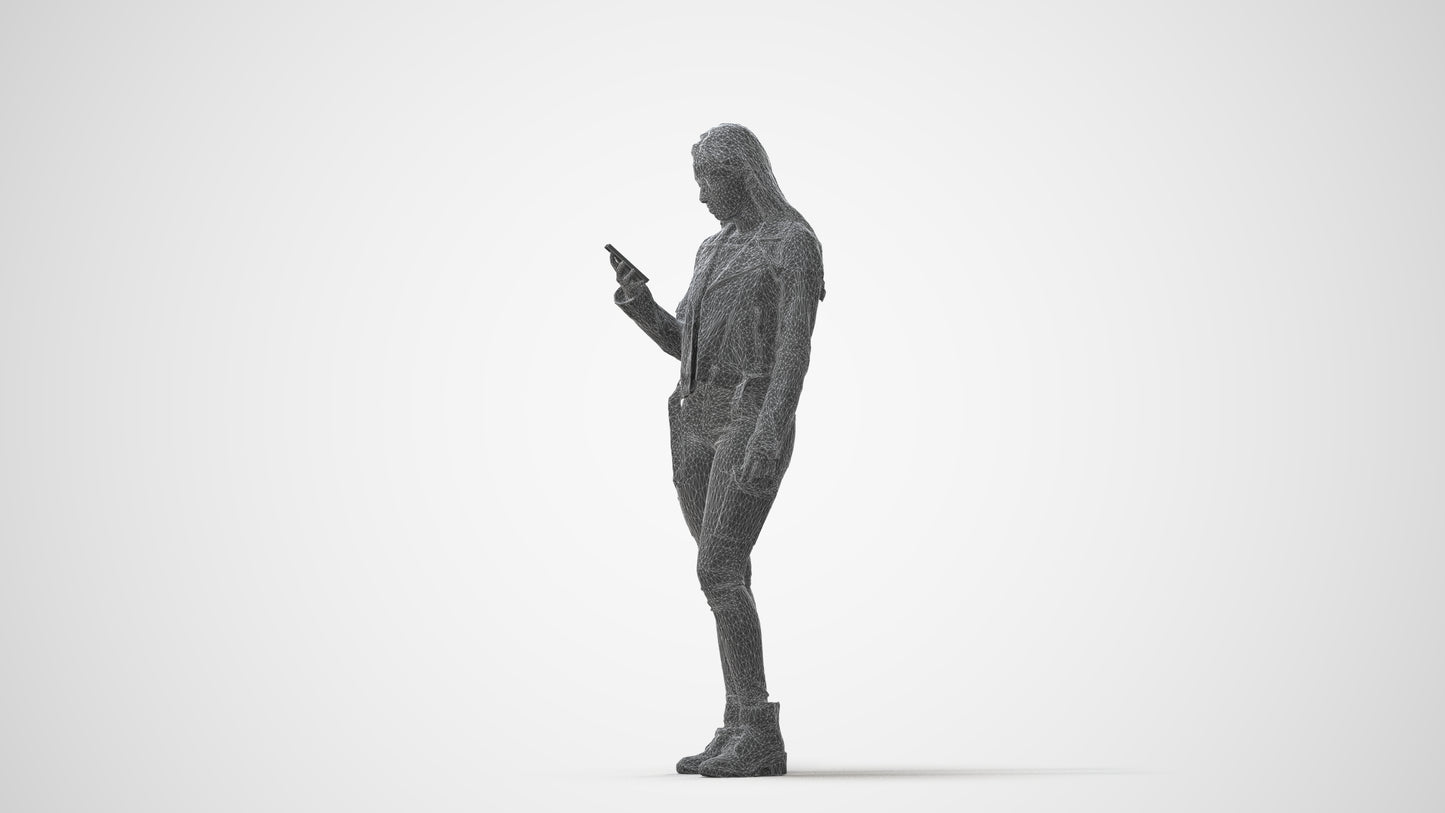 realistic 3D human woman casual shopping, archviz people FBX OBJ for Blender, square thumbnail