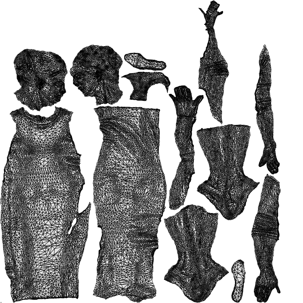 3D scanned woman walking casual, photorealistic archviz people for Enscape and SketchUp, wireframe top-down view