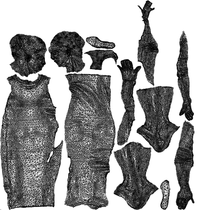 3D scanned woman walking casual, photorealistic archviz people for Enscape and SketchUp, wireframe top-down view