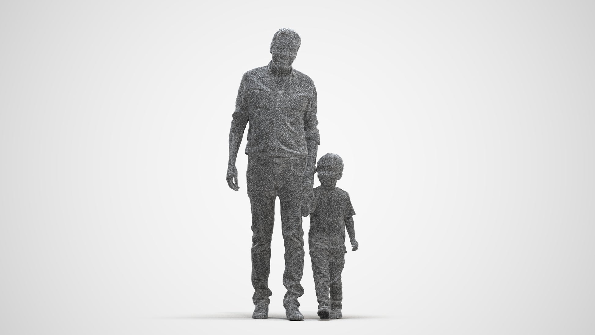 3D scanned boy kids casual, photorealistic archviz people for Enscape and SketchUp, three-quarter front view render