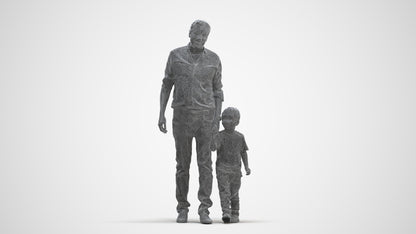 3D scanned boy kids casual, photorealistic archviz people for Enscape and SketchUp, three-quarter front view render