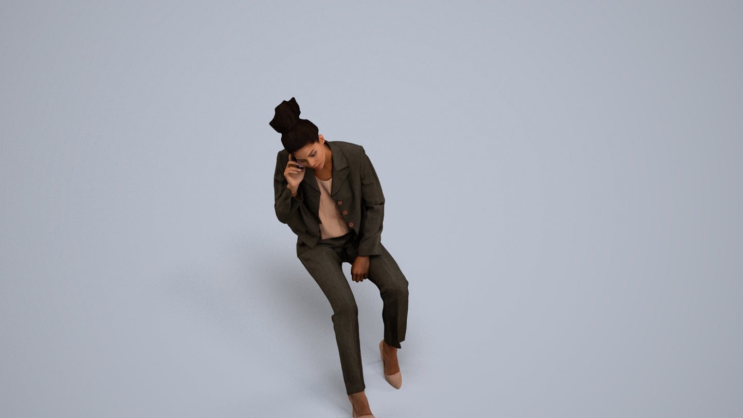 realistic 3D people woman business, render-ready for V-Ray and Corona, FBX OBJ, back view render