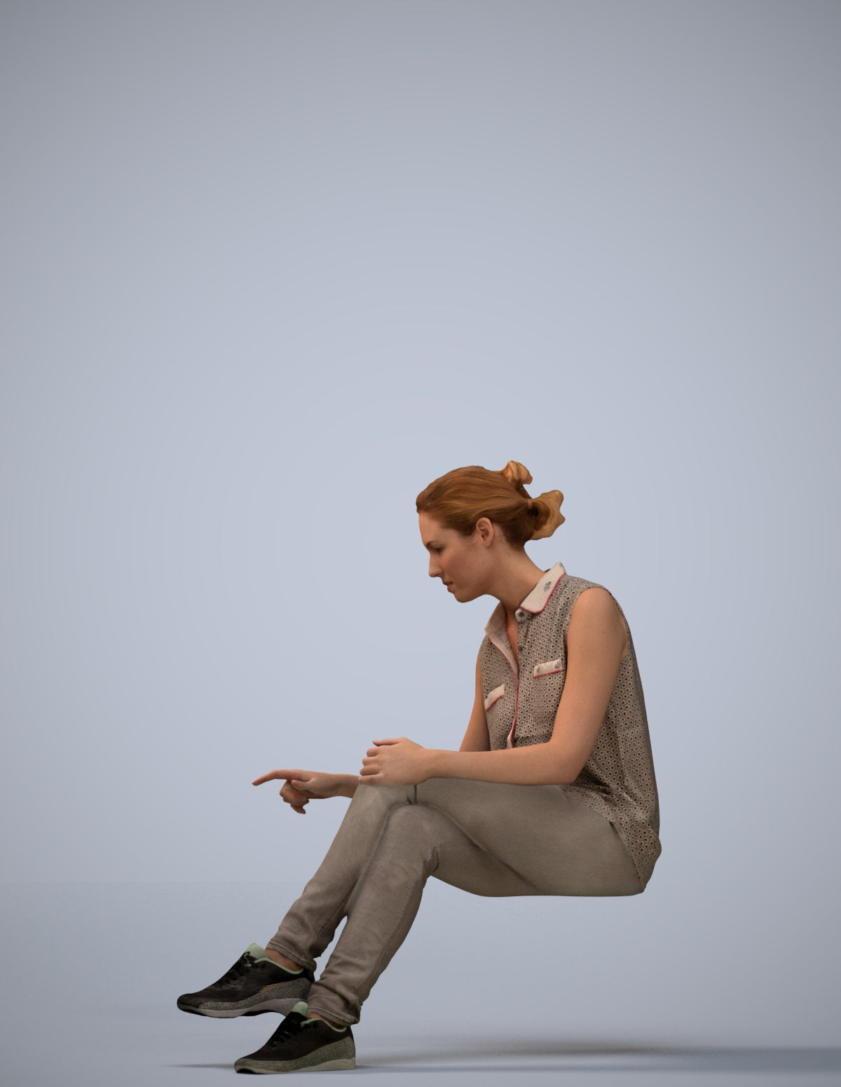 realistic 3D people woman casual sitting, render-ready for V-Ray and Corona, FBX OBJ