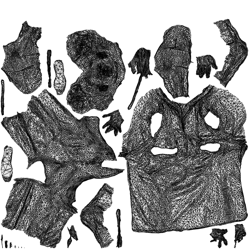 scanned 3D woman hospitality, photogrammetry people for Enscape and V-Ray, wireframe top-down view