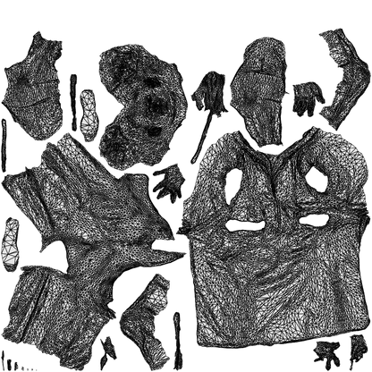 scanned 3D woman hospitality, photogrammetry people for Enscape and V-Ray, wireframe top-down view