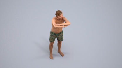 realistic 3D man pool, scanned archviz people for Blender and 3ds Max, back view render