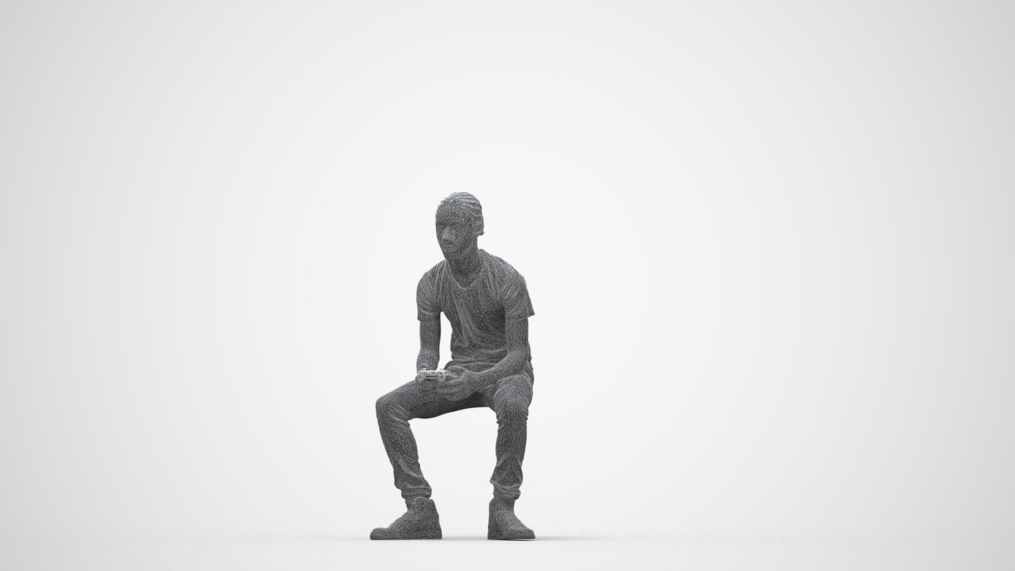 realistic 3D boy casual kids, scanned archviz people for Blender and 3ds Max, wireframe back view