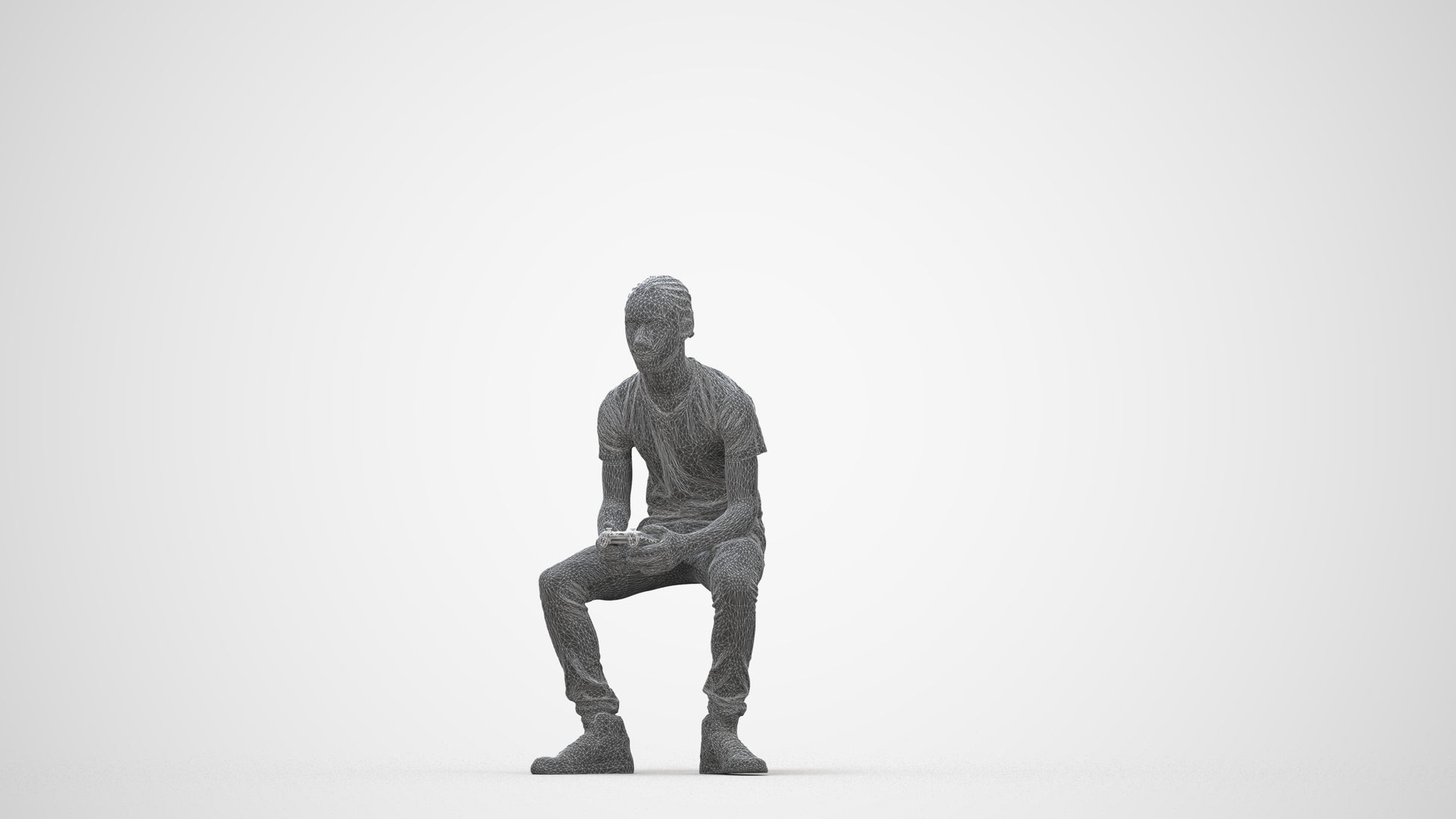 realistic 3D boy casual kids, scanned archviz people for Blender and 3ds Max, wireframe back view