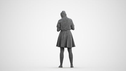realistic 3D human girl kids, archviz people FBX OBJ for Blender, wireframe front view