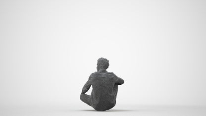 scanned 3D man casual sitting, photogrammetry people for Enscape and V-Ray, square thumbnail