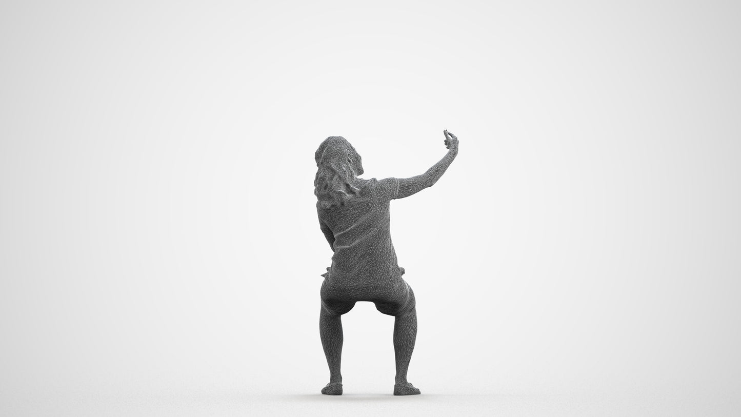 scanned 3D woman casual sitting, photogrammetry people for Enscape and V-Ray, wireframe front view