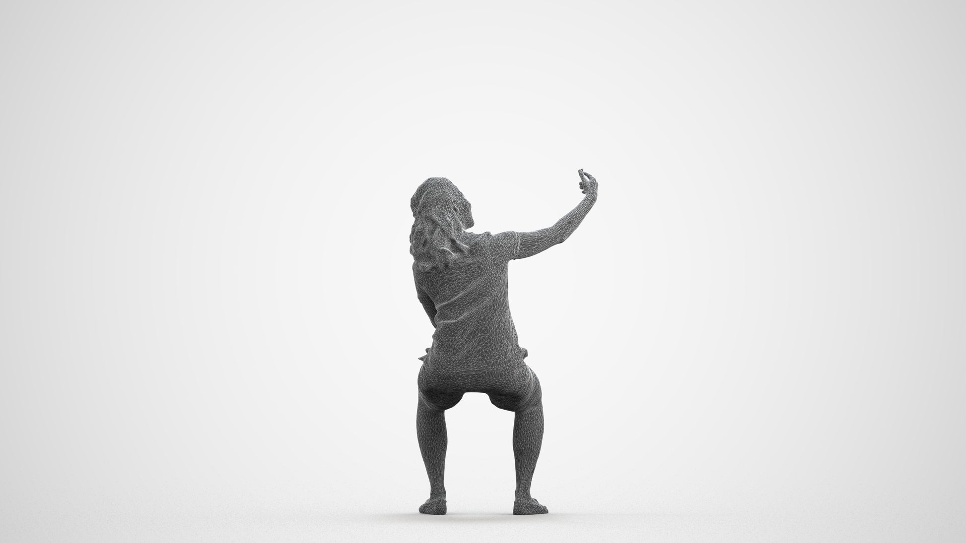 scanned 3D woman casual sitting, photogrammetry people for Enscape and V-Ray, wireframe front view