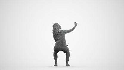 scanned 3D woman casual sitting, photogrammetry people for Enscape and V-Ray, wireframe front view