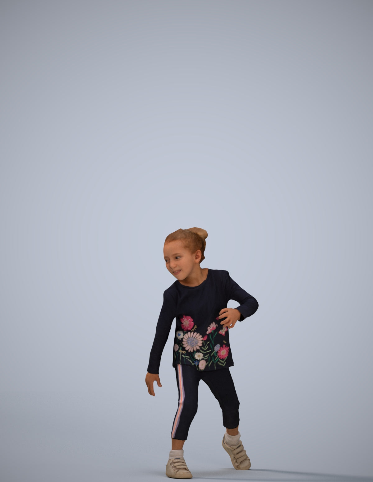 3D people model girl casual kids, scanned human for 3ds Max rendering